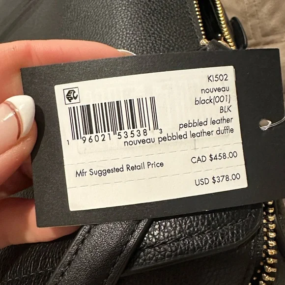NWT Kate Spade Black Med. New York Nouveau Pebble Leather Duffle Bag w/Crossbody - Picture 5 of 5